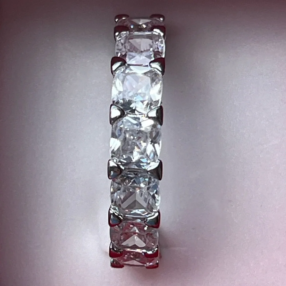 NIB Silver Plated Crystal Eternity Band Sz 8